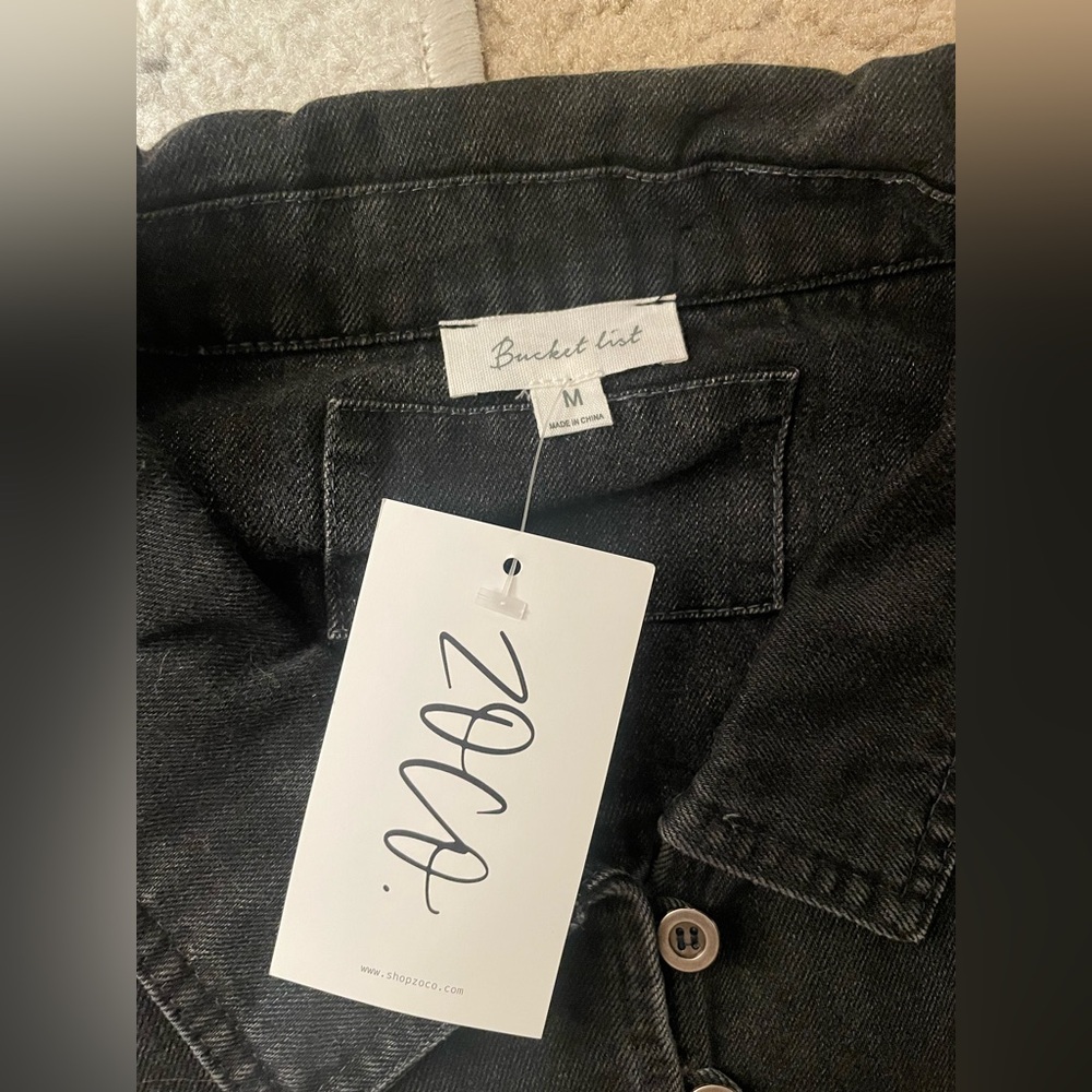 SHOP ZOCO. Silverado Black and Blue Denim Jacket with Floral Detail NWT - Picture 5 of 16